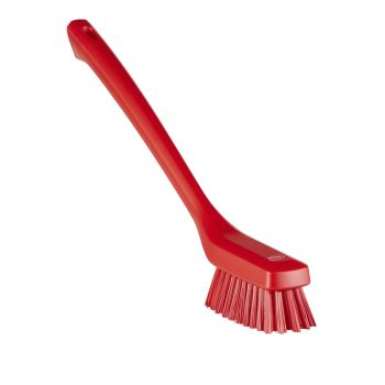 Vikan Narrow Cleaning Brush with Long Handle 42cm (Hard) - Red