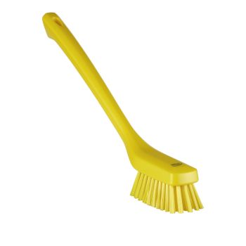 Vikan Narrow Cleaning Brush with Long Handle 42cm (Hard) - Yellow