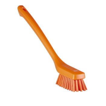 Vikan Narrow Cleaning Brush with Long Handle 42cm (Hard) - Orange