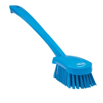 Vikan Washing Brush with Long Handle 41.5cm (Hard) - Blue