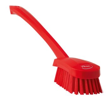 Vikan Washing Brush with Long Handle 41.5cm (Hard) - Red