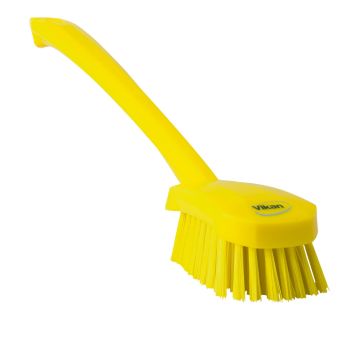 Vikan Washing Brush with Long Handle 41.5cm (Hard) - Yellow