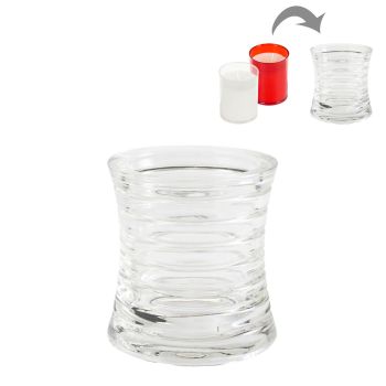 Clear Round Ribbed Candle Holder