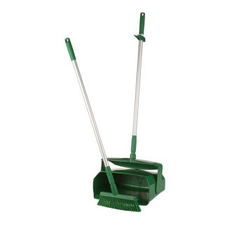 Vikan Dustpan Set Closable with Broom 350mm (Medium) - Green