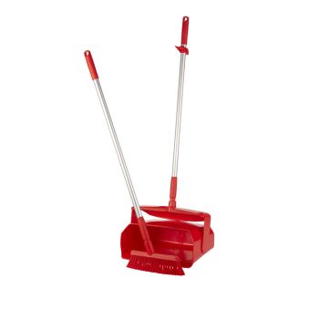Vikan Dustpan Set Closable with Broom 350mm (Medium) - Red