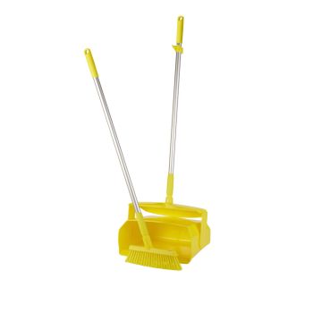 Vikan Dustpan Set Closable with Broom 350mm (Medium) - Yellow