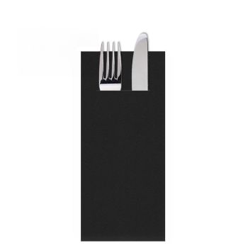 Black Airlaid Cutlery Pocket 8Fold Napkins 40x33cm