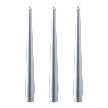 Silver Tapered Dinner 9.5" Candles (by SPAAS)