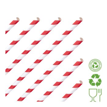 8" Red & White Striped Paper Drinking Straws