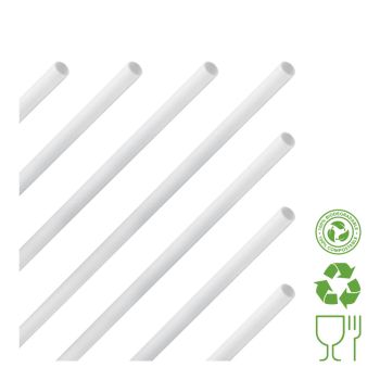 8" White Paper Drinking Straws