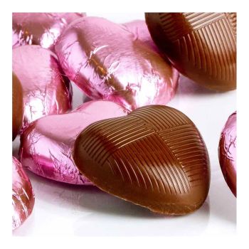 Milk Chocolate Hearts in Pink Foil (made in the UK) 1kg