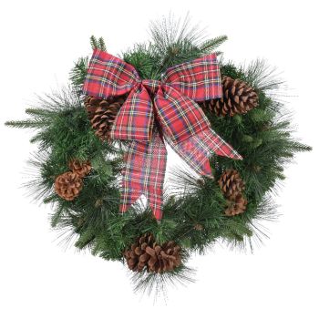 Wreath with Tartan Bow 50cm