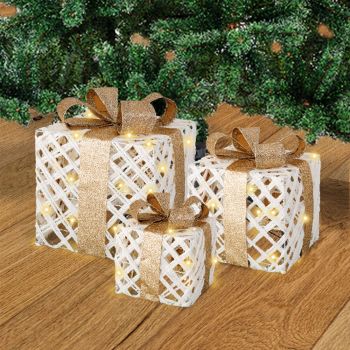 Cream & Gold Christmas Parcel Set (LED's)