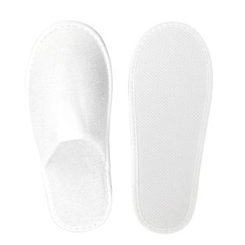 Slippers Closed Toe White with White Piping