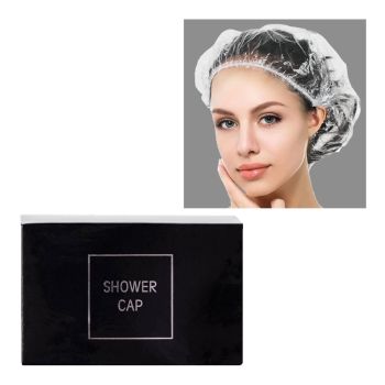 Shower Cap in Carton Black & Silver Design