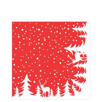 Winter Forest Red Paper Napkin 40cm 3ply