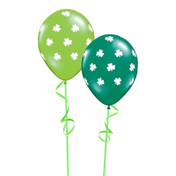 Big Shamrocks Lime & Emerald Green Latex Balloons 11"