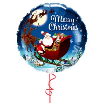 Merry Christmas Santa's Sleigh Balloon Microfoil 18"
