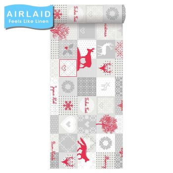 Merry Christmas Grey & Red Airlaid Table Runner 40cm x 24m