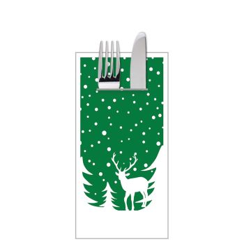 Winter Forest Green Airlaid Pocket Napkins 40cm