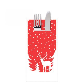Winter Forest Red Airlaid Pocket Napkins 40cm