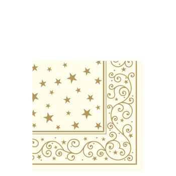 Timeless Stars Cream Paper Napkins 33cm 3ply