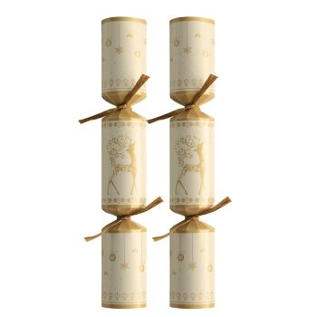 12" Cream & Gold Stag Christmas Crackers (Box 50)