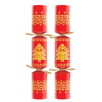 12" Red & Gold Tree Christmas Crackers (Box 50)