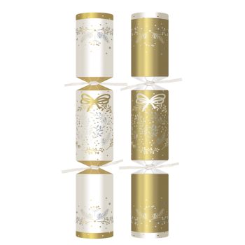 12" White & Gold Traditional Christmas Crackers