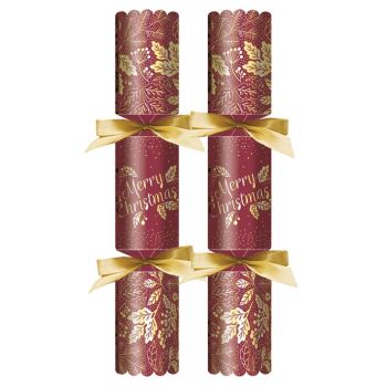 14" Burgundy & Gold Merry Christmas Crackers (Box 25)