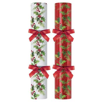 14" Red & White Traditional Flittered Christmas Crackers