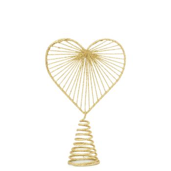 Gold Tree Top Glittered Heart (12.5x12.5cm excluding base)