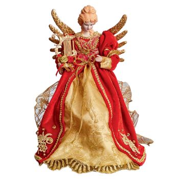 Red & Gold Tree Top Angel 30cm