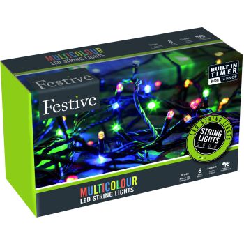 480 Multi-Coloured LED String Lights with Timer