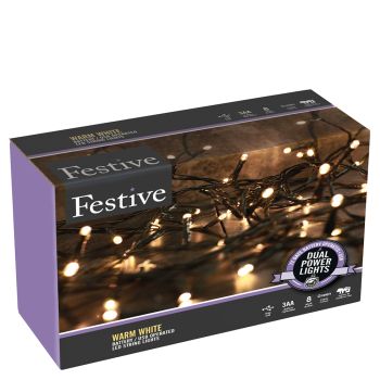 300 Warm White Battery Or USB powered LED String Lights 