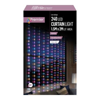 240 Rainbow Multicoloured LED Curtain Lights