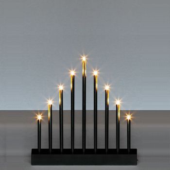 9 Candles Black Battery Operated Candle Bridge