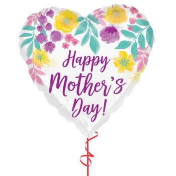 18" Watercolour Flowers Happy Mother's Day Foil Balloon