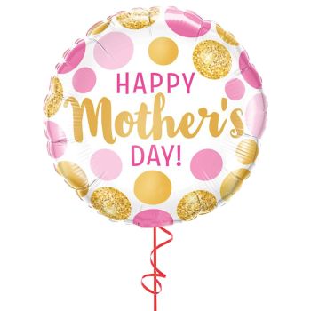 18" Dots Happy Mother's Day Foil Balloon