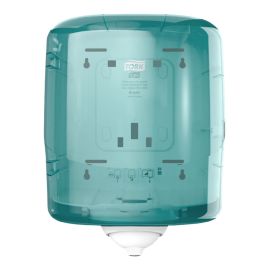 White/Turquoise Tork Reflex™ Single Sheet Centrefeed Dispenser