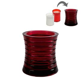Wine Red Round Glass Candle Holder