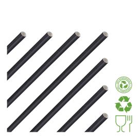 5.5" Black Paper Drinking Straws